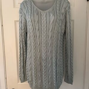 Adrienne Vittadini Cable Knit Sweater - Robin’s Egg Blue